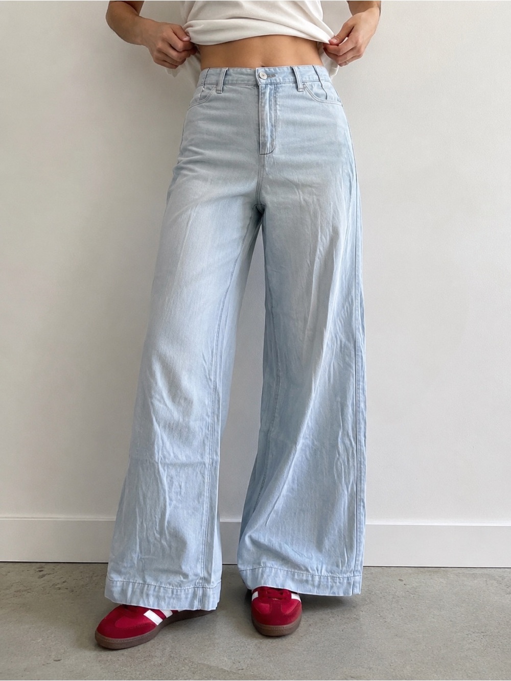 Pilcro and the Letterpress Light Blue Wide Leg High-Rise Jeans